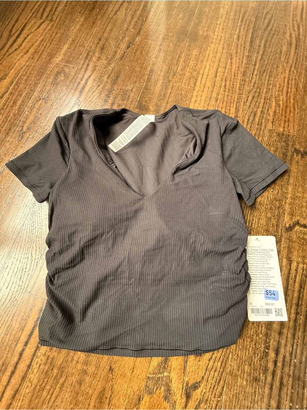 lululemon athletica Ribbed V-Neck Short Sleeve Top — Black